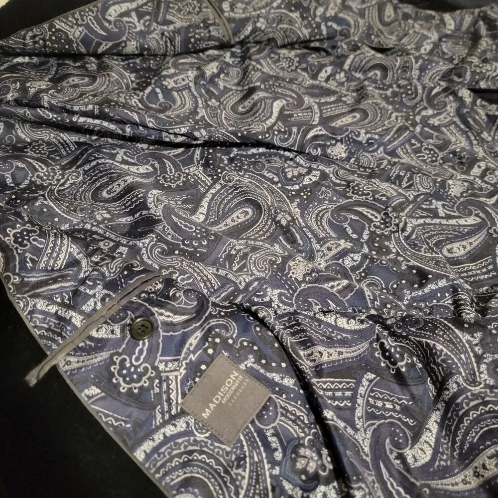Madison Modern Fit Mens Size 44L Blue Velour Velvet Blazer Formal Prom Vamp‎